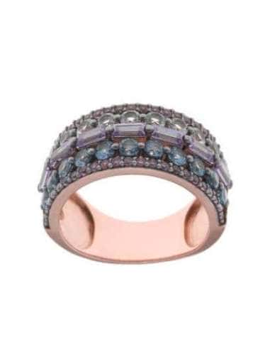 Anillo para Mujer Plata de ley Baño Oro Rosa con Circonitas y Amatista - Salvatore 136S0274/14
