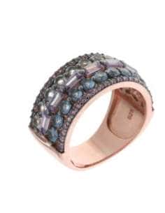 Anillo para Mujer Plata de ley Baño Oro Rosa con Circonitas y Amatista - Salvatore 136S0274/14