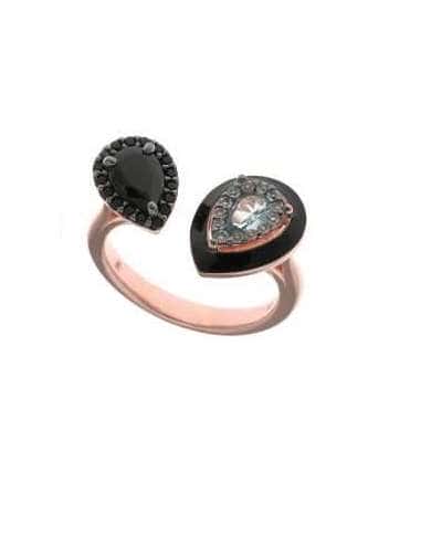 Anillo para Mujer Plata de ley Chapado Rosa Nano Negro y Verde Hielo - Salvatore 136S0271-14