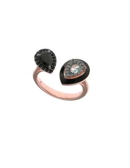 Anillo para Mujer Plata de ley Chapado Rosa Nano Negro y Verde Hielo - Salvatore 136S0271-14