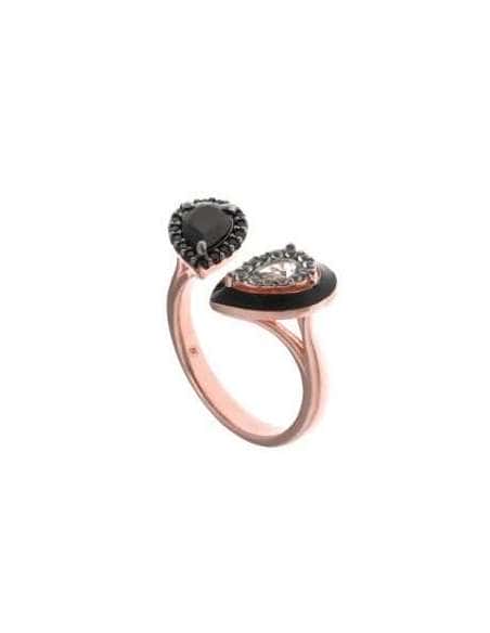 Anillo para Mujer Plata de ley Chapado Rosa Nano Negro y Verde Hielo - Salvatore 136S0271-14