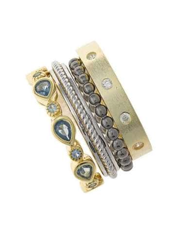 Set 4 anillos en uno para Mujer Plata con Circonitas blancas y azules - Salvatore 211S0113/18