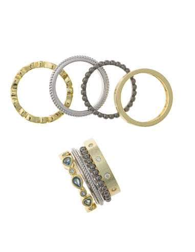 Set 4 anillos en uno para Mujer Plata con Circonitas blancas y azules - Salvatore 211S0113/18