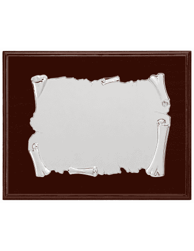 Placa Homenaje Aluminio Forma Pergamino Mate. ( Grabado Incluido)
