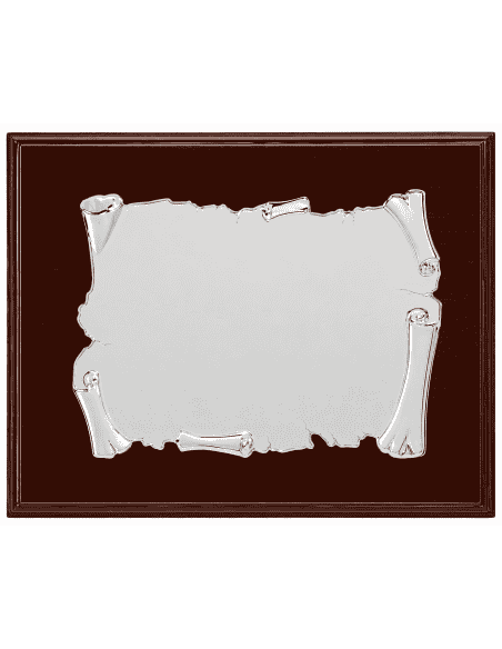 Placa Homenaje Aluminio Forma Pergamino Mate. ( Grabado Incluido)