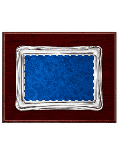 Placa Homenaje Aluminio doble Chapa con Forma Pergamino Azul - P-0005 ( Grabado Incluido)
