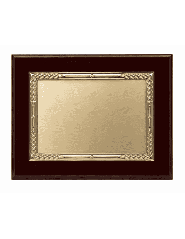 Placa Homenaje Aluminio Dorado con Espigas de Trigo - P-0001 ( Grabado Incluido)