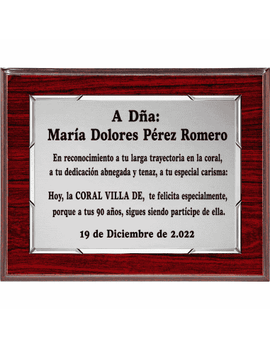 Placa Homenaje Marco Elegante -  ( Grabado Incluido)