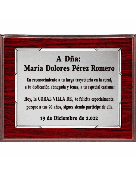 Placa Homenaje Marco Elegante -  ( Grabado Incluido)