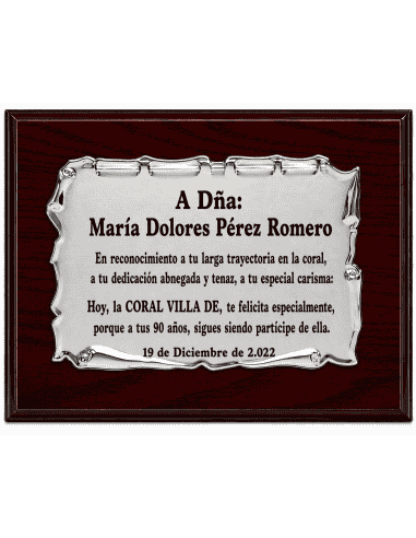 Placa Homenaje Aluminio Pergamino - P-2051( Grabado Incluido)