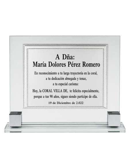 Placa Homenaje Aluminio base de Metacrilato - Global Argenti 1021B (Grabado incluido )