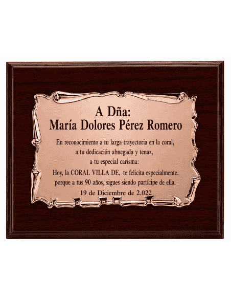 Placa Homenaje Aluminio Pergamino Rose ( Grabado Incluido)