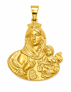 Medalla Busto de la virgen del Carmen - Oro Amarillo 18k