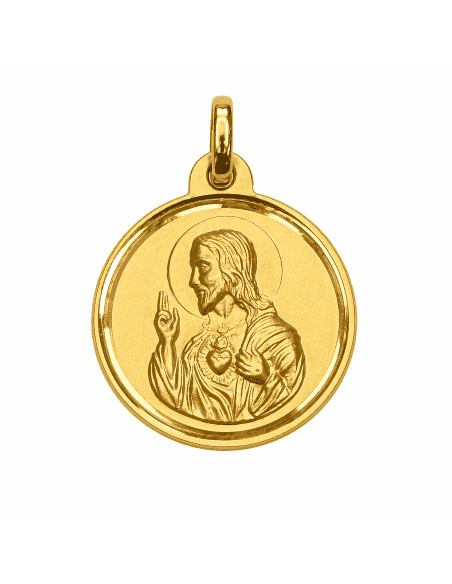 Medalla Escapulario Virgen del Carmen y Corazón de Jesús - Oro Amarillo 18k