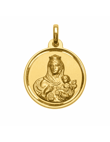 Medalla Virgen del Carmen y Corazón de Jesús - Oro Amarillo 18k