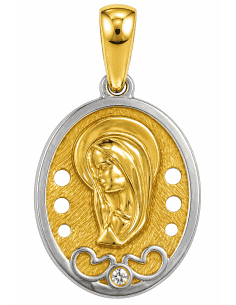 Medalla Virgen Niña  - Oro Amarillo y Blanco 18k