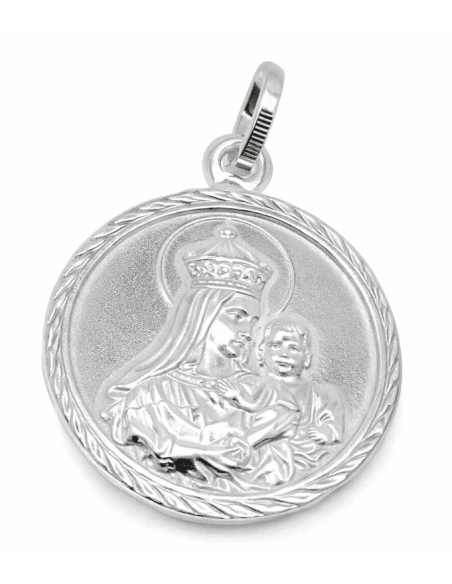 Medalla Escapulario Virgen del Carmen y Corazón de Jesús - Plata 925
