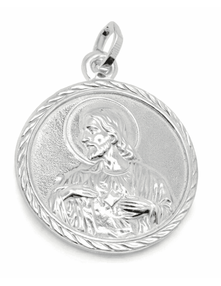 Medalla Escapulario Virgen del Carmen y Corazón de jesús - Plata 925