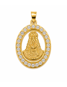 Medalla Virgen del Rocio con circonitas - Oro Amarillo 18K