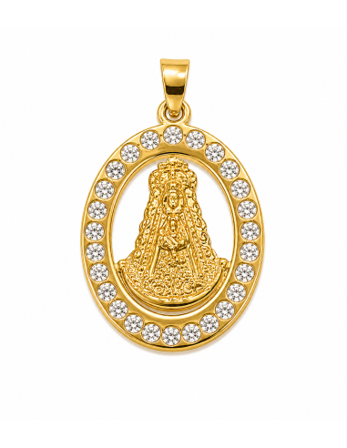 Medalla Virgen del Rocio con circonitas - Oro Amarillo 18K