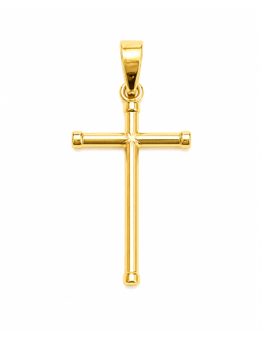 Colgante  Cruz Hueca de Tubo Redondo  - Oro Amarillo 18k