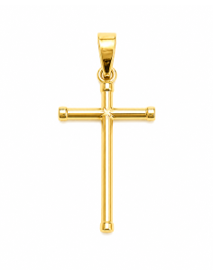 Colgante  Cruz Hueca de Tubo Redondo - Oro Amarillo 18k