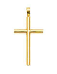 Colgante  Cruz Hueca de Tubo Redondo  - Oro Amarillo 18k