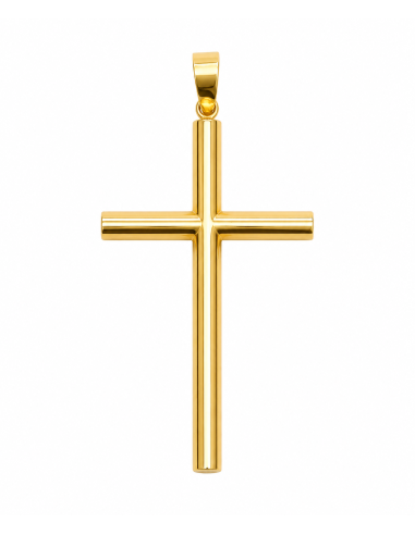 Colgante  Cruz Hueca de Tubo Redondo  - Oro Amarillo 18k