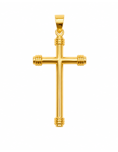 Colgante  Cruz Hueca de Tubo Redondo  - Oro Amarillo 18k