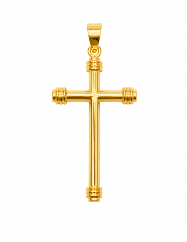 Colgante  Cruz Hueca de Tubo Redondo  - Oro Amarillo 18k