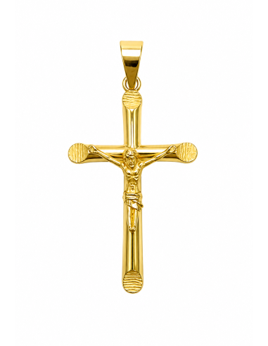 Colgante Cruz con las Puntas en Bisel - Oro Amarillo 18K