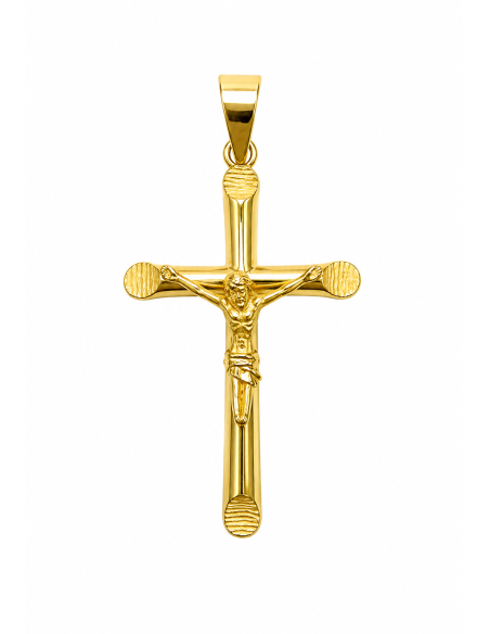 Colgante Cruz con las Puntas en Bisel - Oro Amarillo 18K