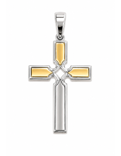 Colgante Cruz  de Oro Bicolor - Oro Blanco y Amarillo 18 K