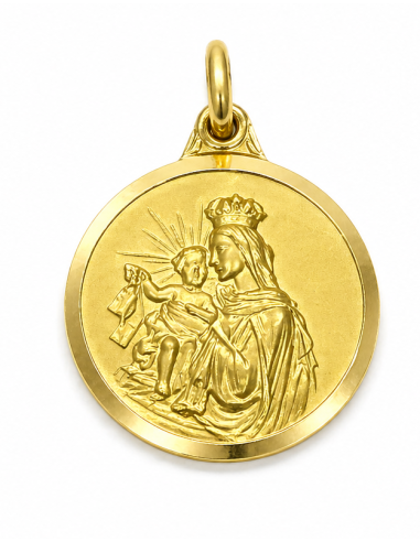 Medalla Escapulario Virgen del Carmen y Corazón de Jesús - Oro Amarillo 18k
