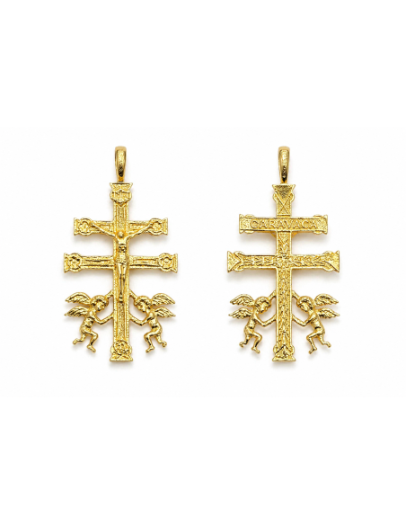 Colgante Cruz Caravaca doble cara - Oro Amarillo 18K