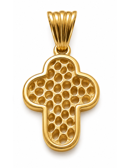Colgante Cruz de Oro Amarillo y Blanco