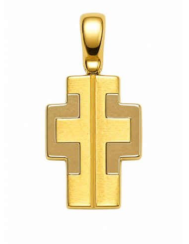 Colgante Cruz Geométrica Satinada - Oro Amarillo 18K