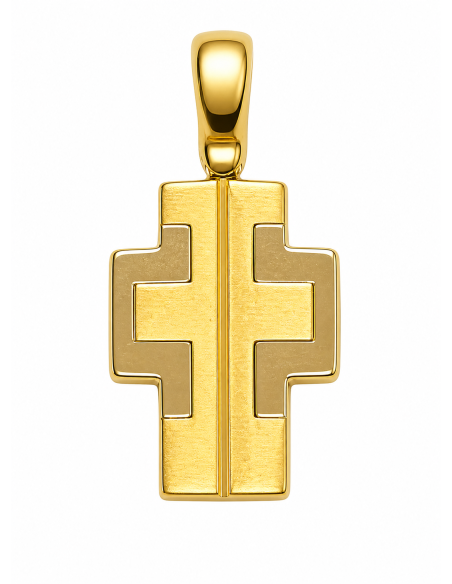 Colgante Cruz Geométrica Satinada - Oro Amarillo 18K