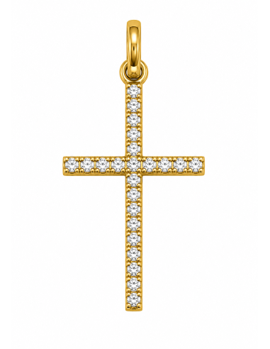 Colgante Cruz Circonitas - Oro Amarillo 18k
