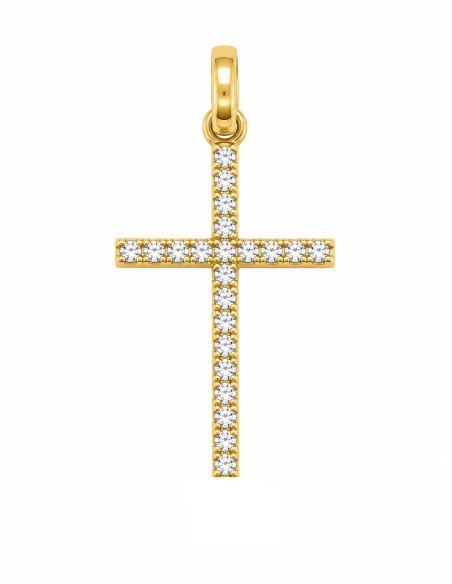 Colgante Cruz Circonitas - Oro Amarillo 18k