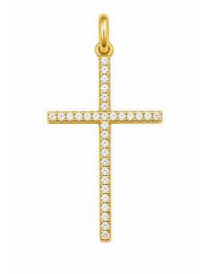 Colgante Cruz Circonitas - Oro Amarillo 18k