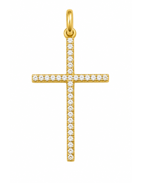 Colgante Cruz Circonitas - Oro Amarillo 18k