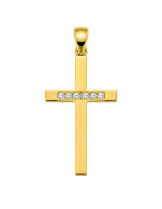 Colgante Cruz Minimalista con Circonitas - Oro Amarillo 18K