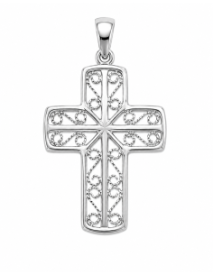Colgante Cruz Calada de Filigrana - Oro Blanco 18K