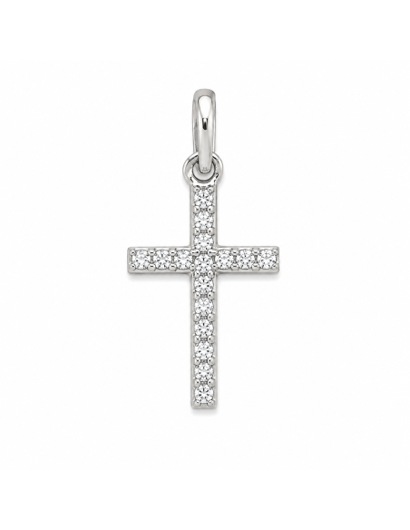 Colgante Cruz con circonitas  - Oro Blanco 18K
