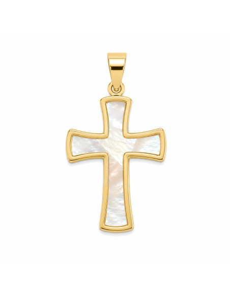 Colgante Cruz Nácar  - Oro Amarillo 18K