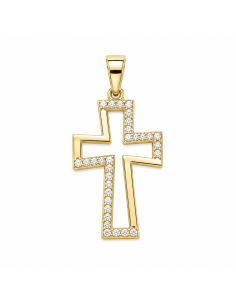 Colgante Cruz Calada con circonitas - Oro Amarillo 18K