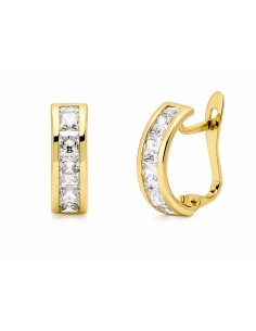 Pendientes para Mujer Aro con circonitas cuadradas - Oro amarillo 18K