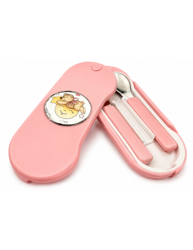 Cubierto Infantil 2 Piezas Oso sobre Luna con estuche Portatil - Eventi EV3413/03R