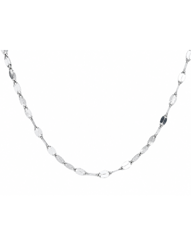 Cadena eslabon con forma de Chapita  - Oro Blanco18K